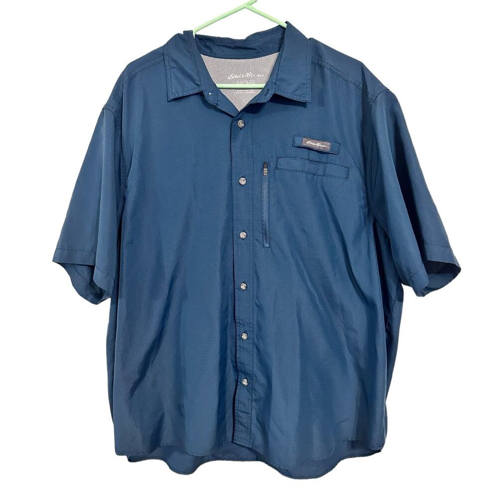Eddie Bauer Tech Woven Vented Fishing Shirt Blue Men’s Size XXL Short Sleeve